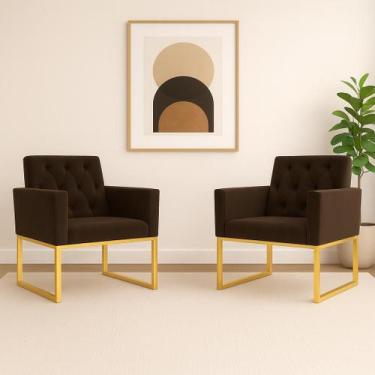 Imagem de Kit 2 Poltronas Decorativas Para Estúdio E Salão Base Metal - Móveis M