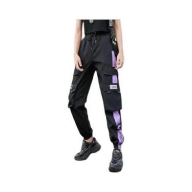 Imagem de Calças Jogger Cargo Femininas Pretas Casuais Estilo Hip-hop Streetwear
