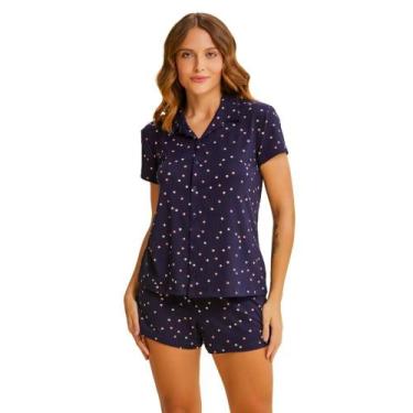 Imagem de Pijama de Verão Feminino Curto Americano Peach Touch Estrela - DK HOME