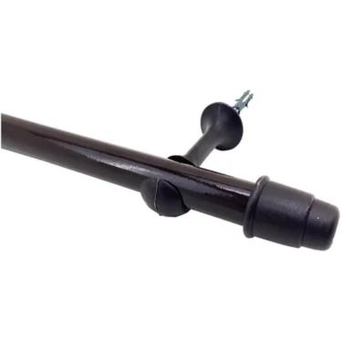 Imagem de Kit Varão para Cortina Real Simples 19mm 3 Metros Imbuia 19121 47 com Ponteiras e Ganchos Couselo