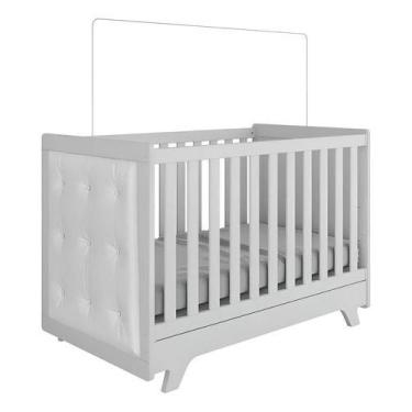 Imagem de Kit Peroba Berço Infantil Retrô Branco Com Capitonê Branco Branco