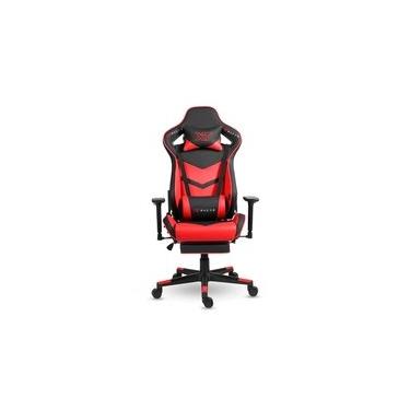 Imagem de Cadeira Gamer XT Racer Taycan, Até 130Kg, Apoio de Pés, Retrátil, Braço 3D, Cilindro de Gás Classe 4, Couro PU, Preta e Vermelha - XTR-047