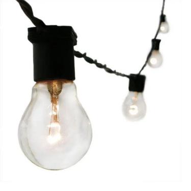 Imagem de Varal de Luz 10 Metros com 20 Soquetes Cordão 1,5mm para Ambientes Internos e Externos Preto Starlux