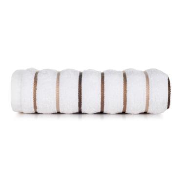 Imagem de Toalha de Rosto Accua 80x50cm 100% Algodão 480g-m² Toque Suave Listras Bege Altenburg