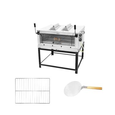 Imagem de Forno a Gás Industrial Infra Roma Inox Firiv110 Venâncio com Pedra Refratária Grade Extra e Pá para Pizza