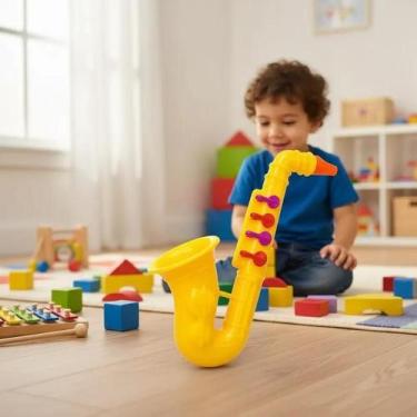Imagem de Saxofone Infantil Brinquedo Instrumento Musical para Criança - JR Toys