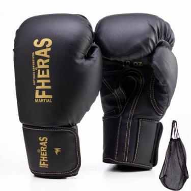 Imagem de Luva Profissional Golden Fheras Luta Muay Thai, MMA E Boxe Preto E Dou