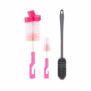 Imagem de Kit 2 Escova Mamadeira e Bico + 1 Silicone Multiuso Limpeza Cozinha ca
