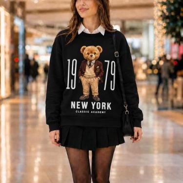 Imagem de Moletom Feminino Estampado Urso Menino Vintage 1979 -Philklen, Preto, 