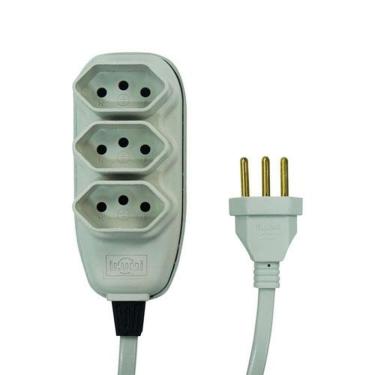 Imagem de Extensão Tripla 5 Metros 3P 10A Bivolt Cinza com Tomadas Ilumi Materiais Elétricos