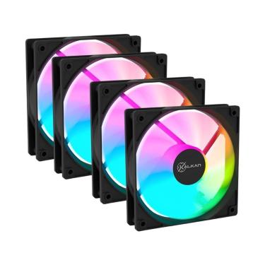 Imagem de Kit 4 Fans Kalkan Lumen RGB 4x120mm 1500RPM 1.19mmH2O Preto - KLK00018