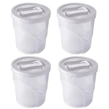 Imagem de Pote de plástico Clic rosca 7,6 litros branco com 4 unidades Plasutil 