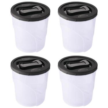 Imagem de Pote de plástico Clic rosca 7,6 litros preto com 4 unidades Plasutil r