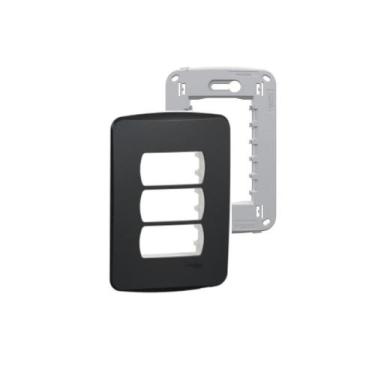 Imagem de Placa Espelho 4x2 3 Mód. Grafite Miluz S3B77131 Com Suporte - Schneide
