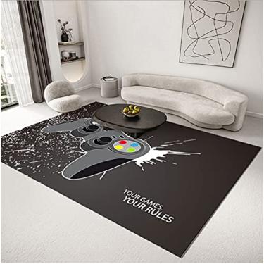 Imagem de Tapetes de área para jogador de videogame, tapete antiderrapante para controle de jogos, tapetes antiderrapantes para crianças com design de controle de jogos, capacetes, tapetes de cabeceira para decoração de cama, jogo 4 L: 50 cm L: 80 cm