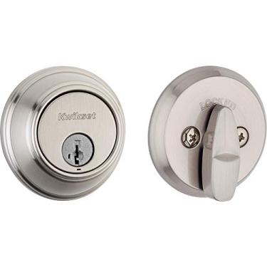 Imagem de Kwikset Fechadura de fechadura de controle de chave 816, porta de entrada externa com chave externa de níquel acetinado, segurança SmartKey Rekey resistente a palhetas, parafuso morto de cilindro