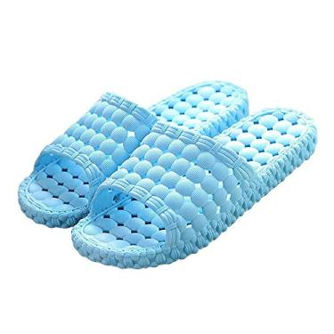Imagem de TangDao Pantufa de banho feminina masculina, sem cadarço, de secagem rápida, antiderrapante, para banheiro, casa e piscina, chinelo interno para academia, sola macia, Azul-celeste,