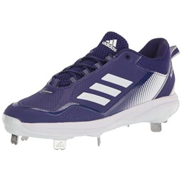 Imagem de adidas Sapato de beisebol masculino Icon 7, Branco/Team Collegiate Roxo/Team Collegiate Purp, 15