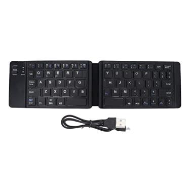 Imagem de Teclado dobrável, sem fio BT3.0 rápida digitação silenciosa 120 mAh portátil tamanho compacto mini teclado de viagem, para tablet laptop e smartphone (preto)