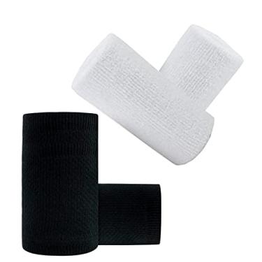 Imagem de Munhequeira Toalha Grande 15 cm pack 2 Pares cores Preta e Branca