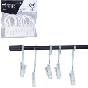Imagem de Prendedor Roupa Plastico Cristal Haste Fixadora 10 Pecas