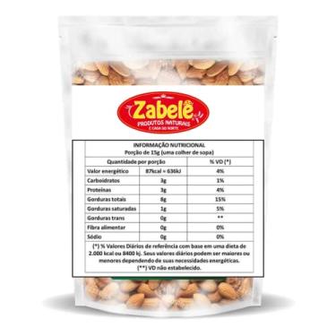 Imagem de Amêndoa Crua Sem Casca 1 kg - Zabelê Naturais