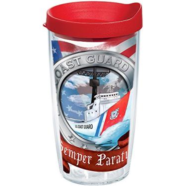 Imagem de Tervis Copo térmico de parede dupla feito nos EUA, tampa vermelha de 473 g