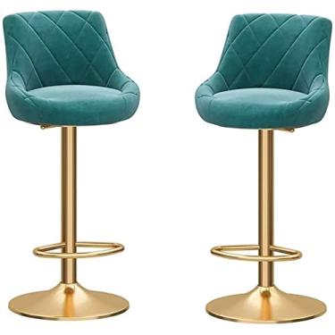 Imagem de Bsillas Cocina de Barra Altas Bancos Banco De Bar, Conjunto De 2 Peças De Banco De Restaurante Para Café Da Manhã, Cadeira De Ilha De Cozinha, Tecido De Veludo De Altura De Balcão Ajustável E Fácil