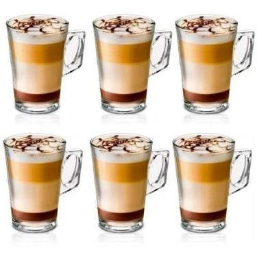 Imagem de Kit 6 Caneca de Vidro India Cappuccino Café Expresso 255ml