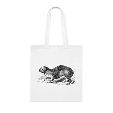 Imagem de Rock Hyrax ou Capa Hyrax ou Procavia Capensis Vintage Gravação, Sacola Engraçada, Bolsa de Ombro, Sacolas Reutilizáveis, Cesta de Natal de Aniversário, Branco