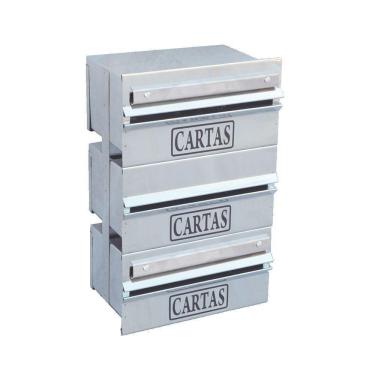 Imagem de Caixa Correio Condomínio Detrás Para Grade Inox 3 Módulos