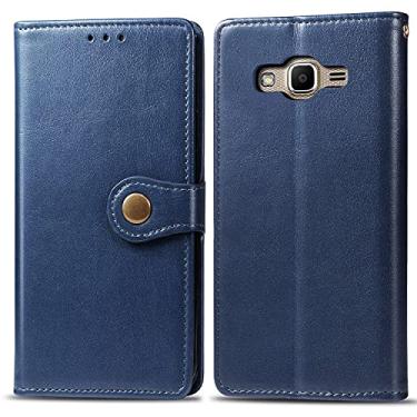 Imagem de Capa flip para Samsung Galaxy J2 Prime capa de carteira, capa de telefone carteira flip de pára-choques à prova de choque capa de telefone carteira coldre capa traseira do telefone (cor: azul)