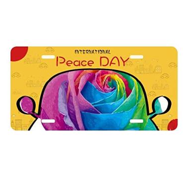 Imagem de DIYthinker Placa de identificação LGBT de flor lésbica arco-íris gay decoração de carro dia da paz
