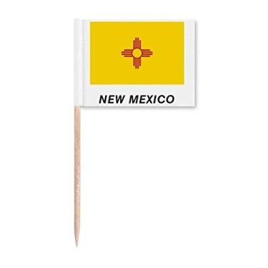 Imagem de Bandeira do estado americano contorno do Novo México bandeira de palito de dente marcador topo decoração de festa