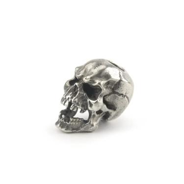 Imagem de Punk Brass Skull Diy EDC ferramentas ao ar livre, miçangas, cordão de guarda-chuva, contas de cobre branco vintage crânio paracord contas personalidade pingente pendurado (um estilo prateado)