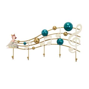 Imagem de KIZQYN Ganchos de casaco cabide montado na parede, gancho de casaco de metal, trilhos de rack de gancho, para cabideiro de entrada, varanda, sala de estar, quarto, cabide de cozinha montado na parede (cor: latão)