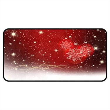 Imagem de Tapetes de cozinha vermelho Feliz Natal Feliz Ano Novo Tapetes e tapetes de área de cozinha antiderrapante tapete de pé lavável para chão de cozinha escritório em casa pia lavanderia interior ao ar livre 101,6 x 50,8 cm