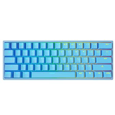 Imagem de 60% Mini-teclado mecânico de jogos, 61key Blue Switch Wired Anti-Ghosting RGB PBT teclado portátil para jogador blue
