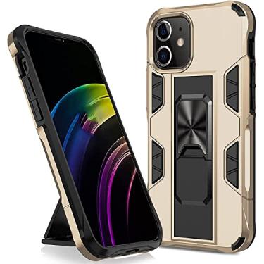 Imagem de RAYESS Capa para iPhone 13/13 Mini/13 Pro/13 Pro Max, capa protetora de telefone à prova de choque de grau militar com anel de metal suporte magnético suporte (cor: ouro, tamanho: 13 mini 5,4 polegadas)