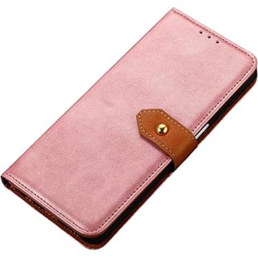 Imagem de GANYUU Capa para iPhone 14/14 Plus/14 Pro/14 Pro Max, capa carteira de couro de luxo com suporte de cartão de crédito suporte fivela magnética flip capa protetora para telefone (cor: rosa, tamanho: 14ProMax)