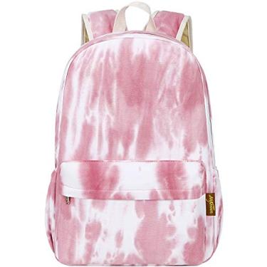 Imagem de Mochila escolar de lona, estilo ranibow, unissex, de lona, com zíper, mochila universitária para adolescentes e meninas, mochila casual de viagem, Vermelho, 16.9 x 12.6 x 5.5 inches, Casual e prática