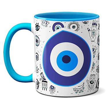 Imagem de Caneca Criativa Olho Grego Livrai-me de Todo Mal Amém! (Azul)