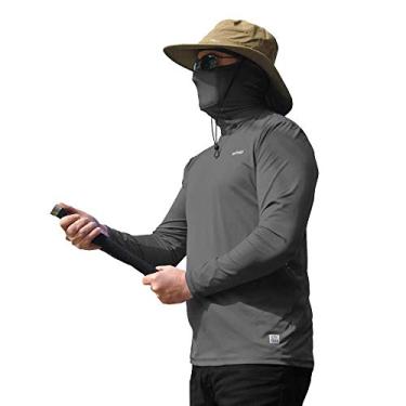 Imagem de Camiseta Masculina com Proteção Solar UV 50+ Com Capuz Cinza Rocha Vitho