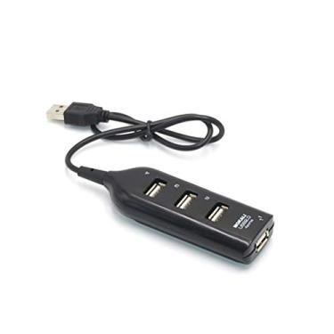 Imagem de Hub divisor portátil de 4 portas USB 2.0 de expansão de dados de alta velocidade para computador, laptop, PC, tablet, smartphone (preto)