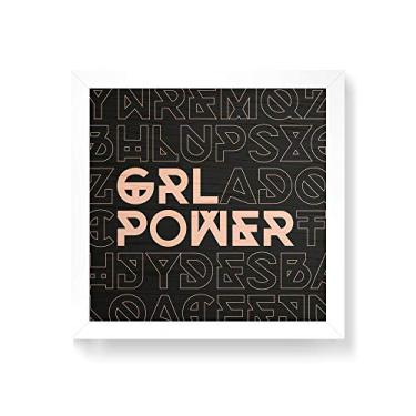 Imagem de Arte Maníacos Quadro decorativo com moldura caixa branca em Madeira - Girl Power Tipos - 30x30cm
