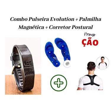 Imagem de Combo 1 Pulseira Magnética Evolution Jbb + 1 Palmilha Magnética + 1 Corretor de Postura (Azul)