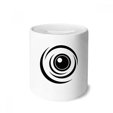 Imagem de DIYthinker Caixa de moedas de cerâmica com estampa de olho de vetor, caixa de dinheiro preta, presente de cofrinho