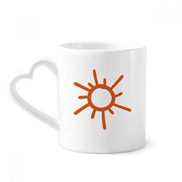 Imagem de Caneca de cerâmica para café com pintura à mão laranja sol sol copo de coração de vidro