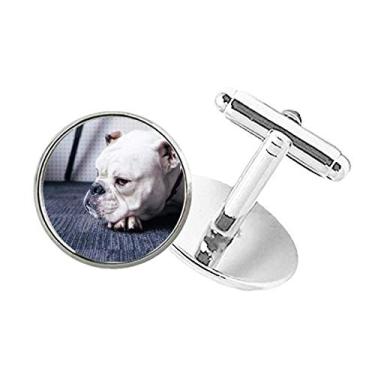 Imagem de DIYthinker Abotoaduras de botão redondo com imagem cinza para cães e animais de estimação