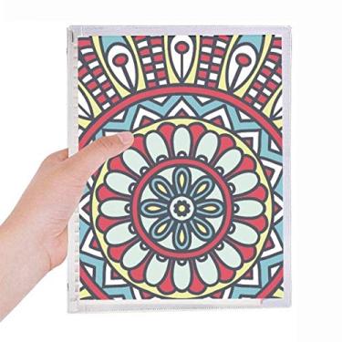 Imagem de Caderno de arte colorido vermelho azul com estampa de folhas soltas para diário recarregável